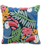 Novelty Hooked Decorative Pillow with Birds and Floral Design, 20"X20"