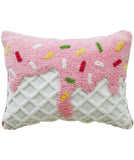 Novelty Tufted Decorative Pillow with Ice Cream Design, 14"X24"