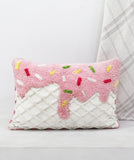 Novelty Tufted Decorative Pillow with Ice Cream Design, 14"X24"