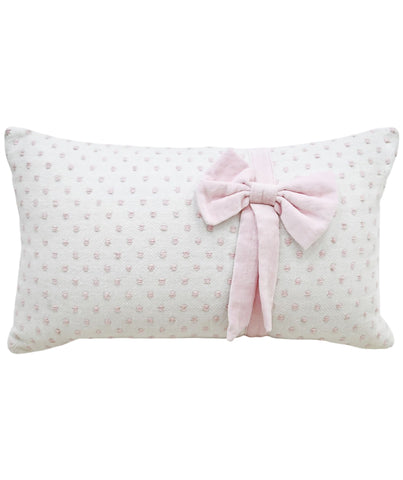 Handwoven Decorative Pillow with Bows and Frills, 14" x 24"