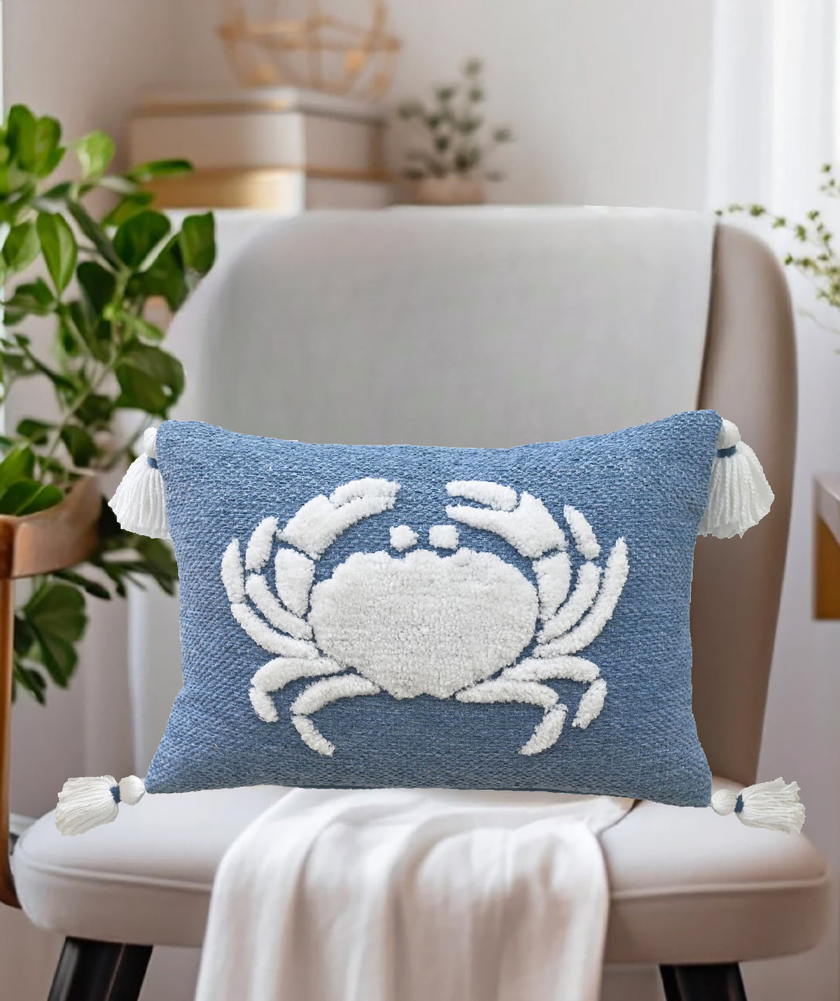 Vibhsa Baltic Table Tufted Pillow with Corner Tassels, 14" x 20"