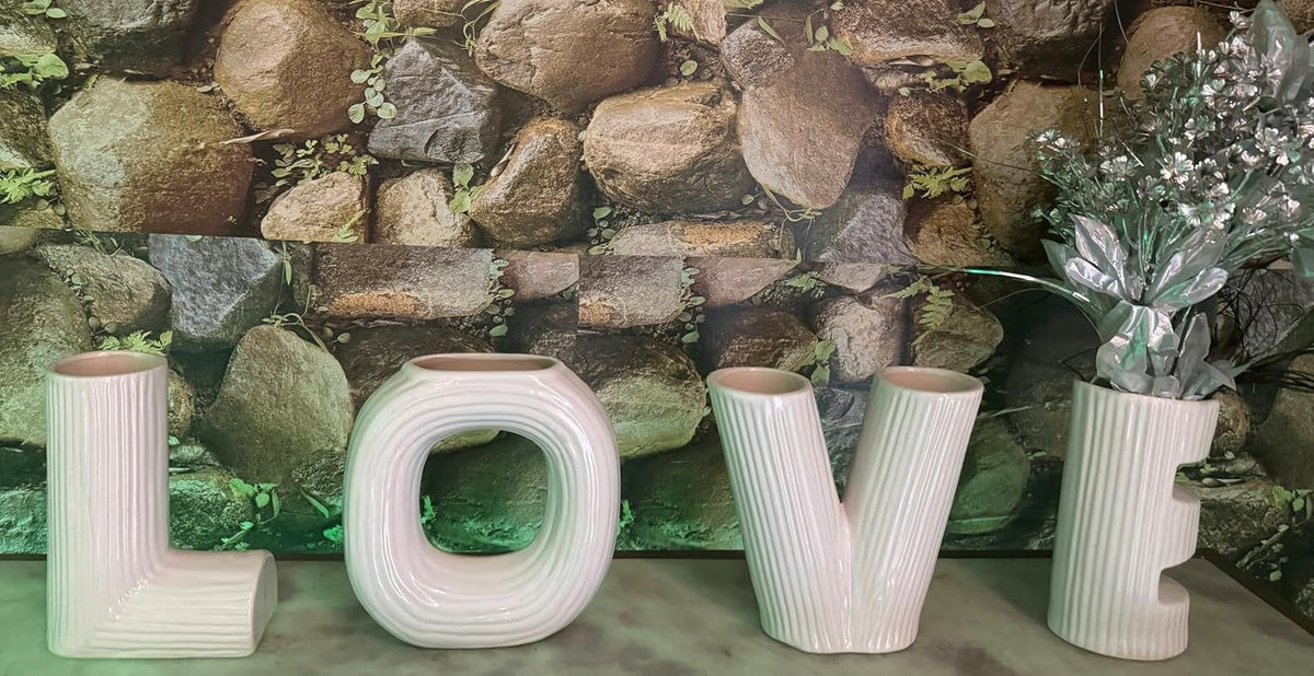 Vibhsa LOVE Letter Ceramic Vase Set of 4