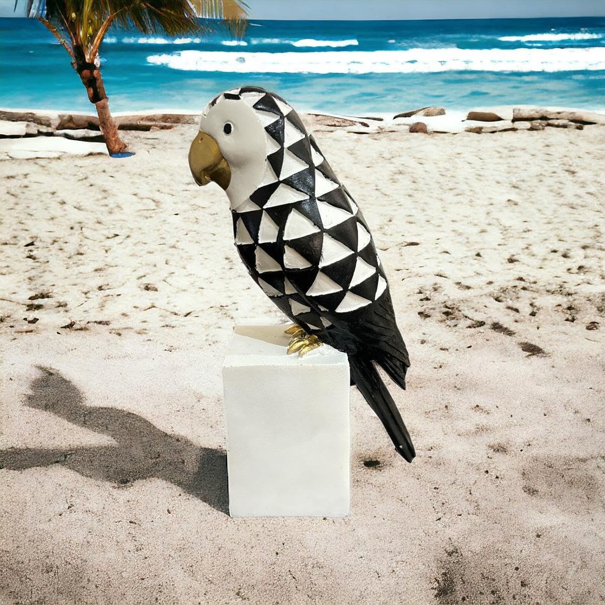 Vibhsa Black & White Geometric Cockatoo Showpiece