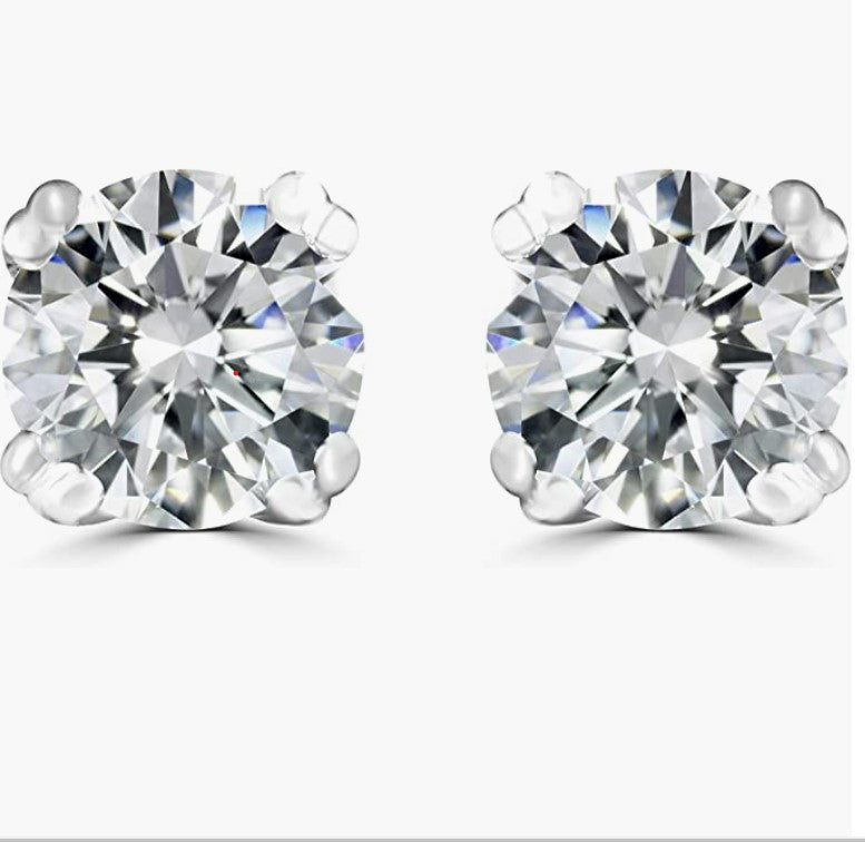 Moissanite Stud Earrings in 925 Sterling Silver 5mm, 0.78 CT
