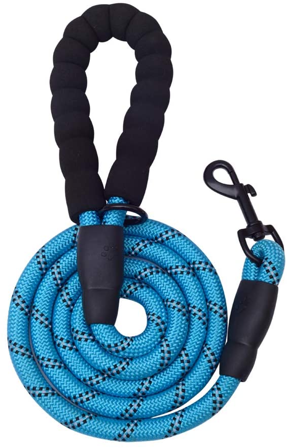 Fido N Feline 6 ft Padded Rope Dog Leash for Medium and Large Dogs - Blue