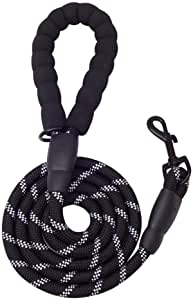 Fido N Feline 6 ft Padded Rope Dog Leash for Medium and Large Dogs - Black