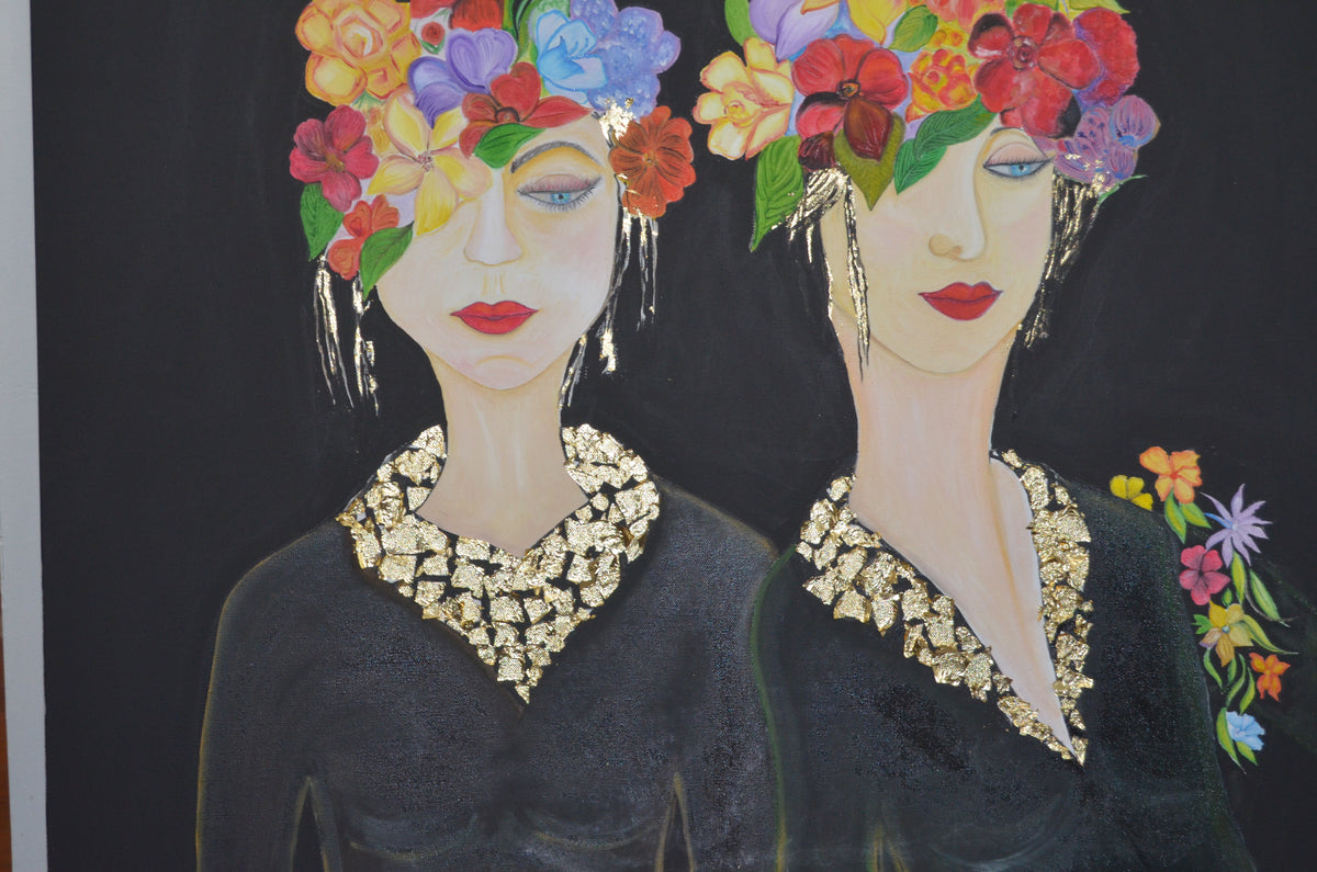 Original Painting Art work with oil paints on canvas, portrait, handmade, 100% made in the USA