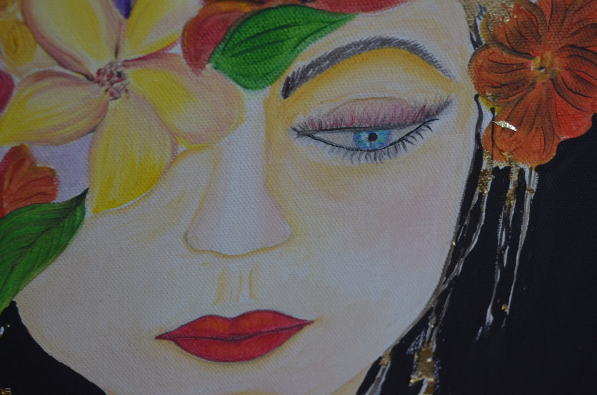 Original Painting Art work with oil paints on canvas, portrait, handmade, 100% made in the USA