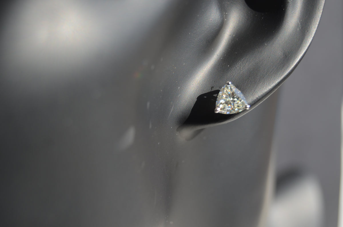 Vibhsa Trillion Cut Moissanite Stud Earrings, 0.54 Carat, 925 Sterling Silver