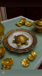 Metal Feng Shui Tortoise On Glass Plate Showpiece