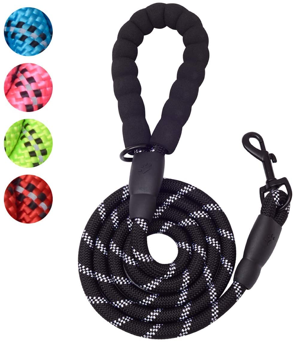 Fido N Feline 6 ft Padded Rope Dog Leash for Medium and Large Dogs - Black