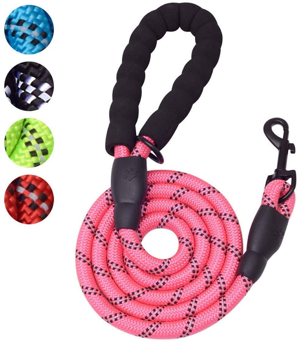 Fido N Feline 6 ft Padded Rope Dog Leash for Medium and Large Dogs - Pink