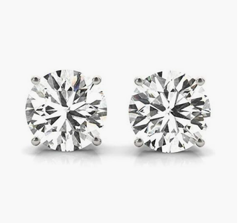 Earrings/Studs  Sterling Silver with 5mm 0.81 Ct Moissanite