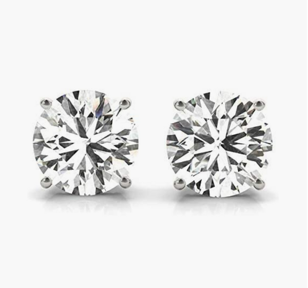 Earrings/Studs Sterling Silver with 5mm 0.81 Ct Moissanite Earrings/Studs Sterling Silver with 5mm 0.81 Ct Moissanite