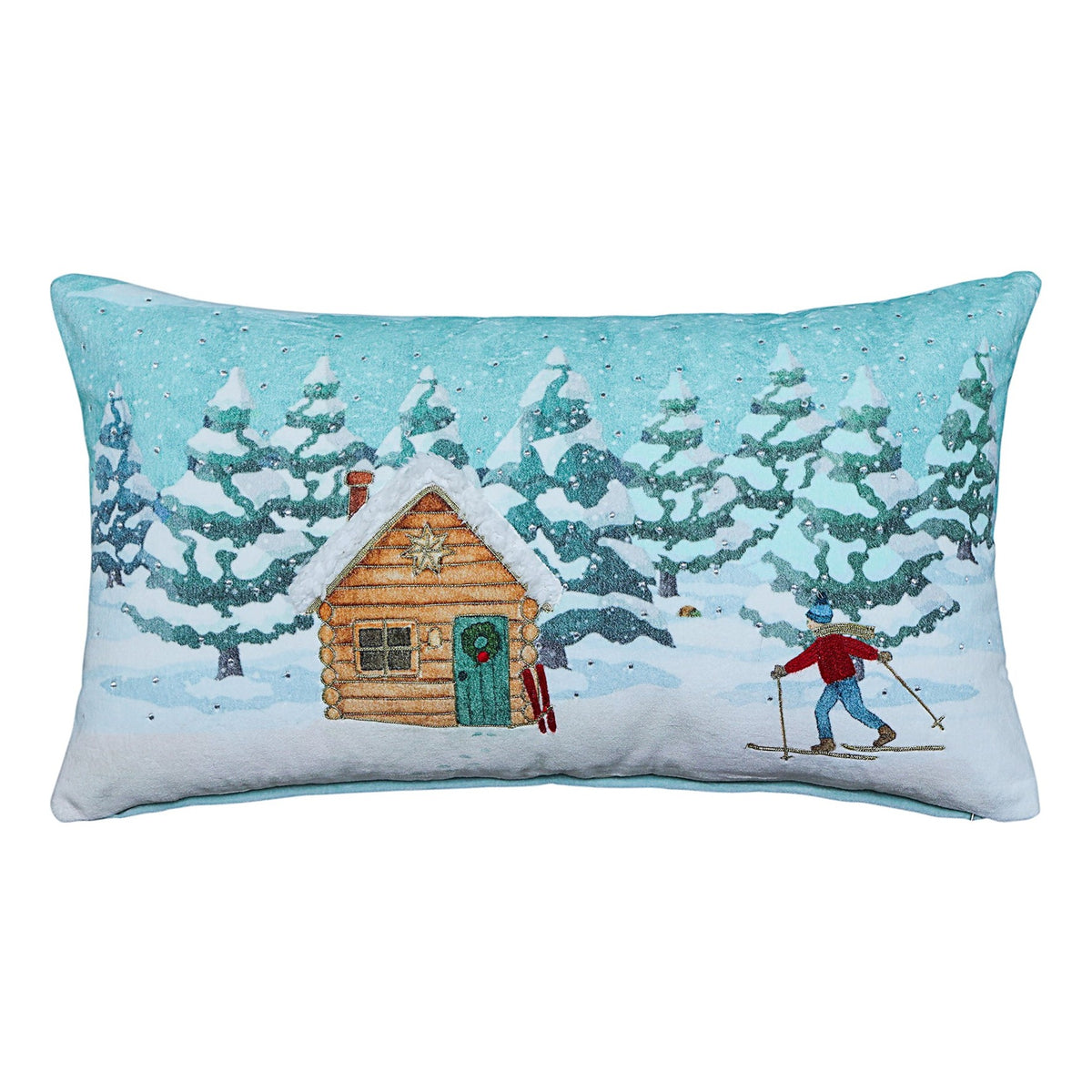 Vibhsa Christmas Skier Decorative Pillow 14X24