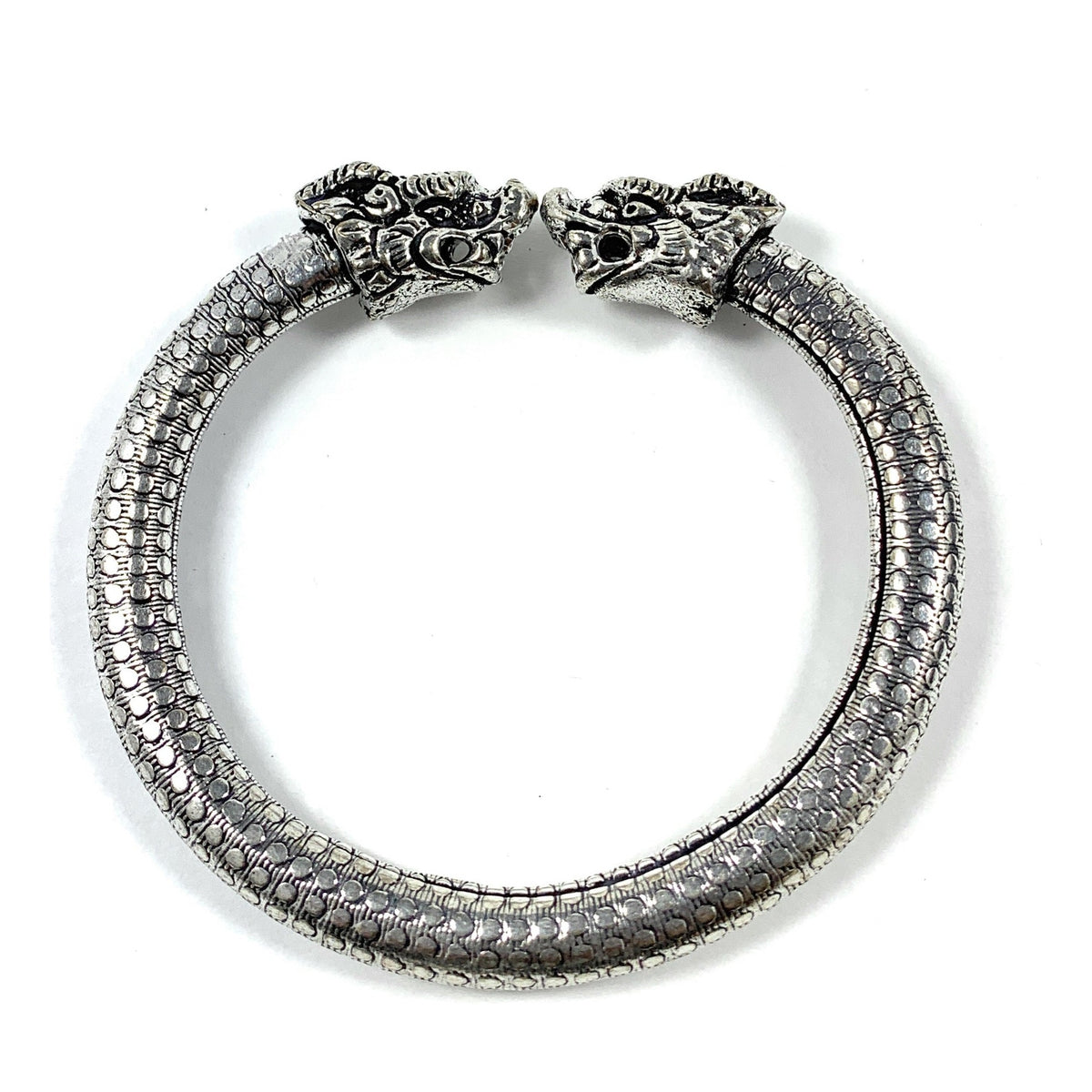 Vibhsa Antique Norse Bracelet With Lion Heads & Dotted Pattern