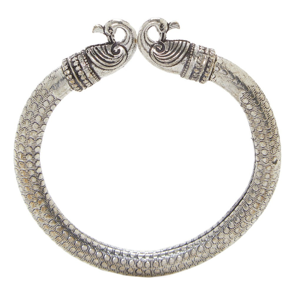 Vibhsa Antique Norse Peacock Head with Dotted Pattern Viking Bracelet