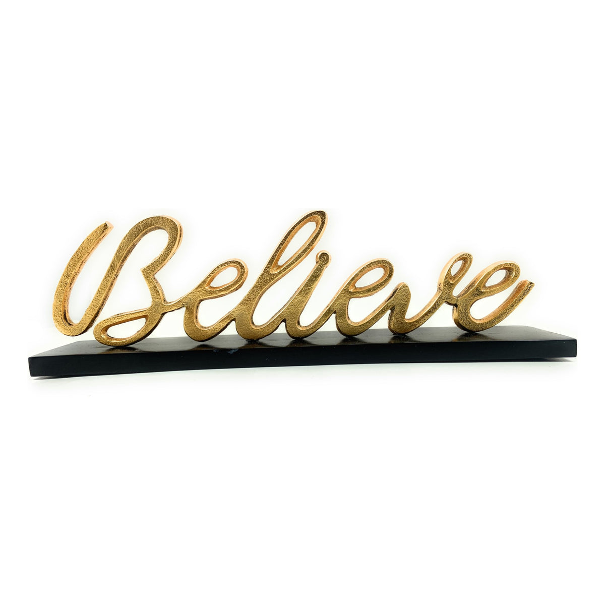 Vibhsa Believe Decorative Home Accent (12.5", Rustic Gold)