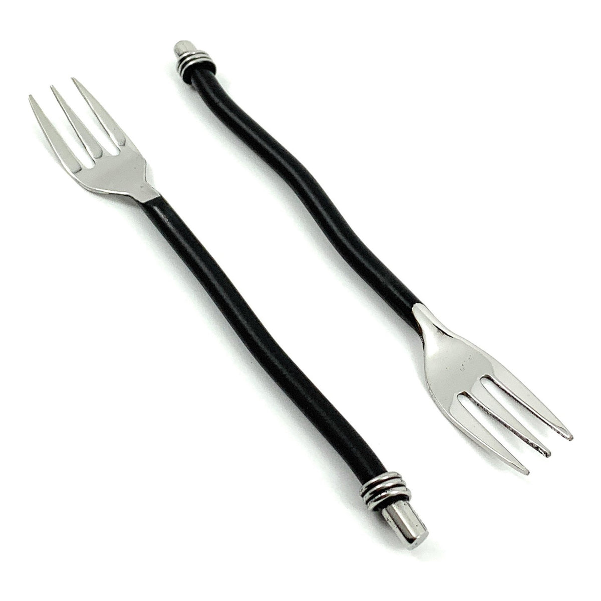 Vibhsa Cocktail Forks Set of 6 (Black Twisted Handle)