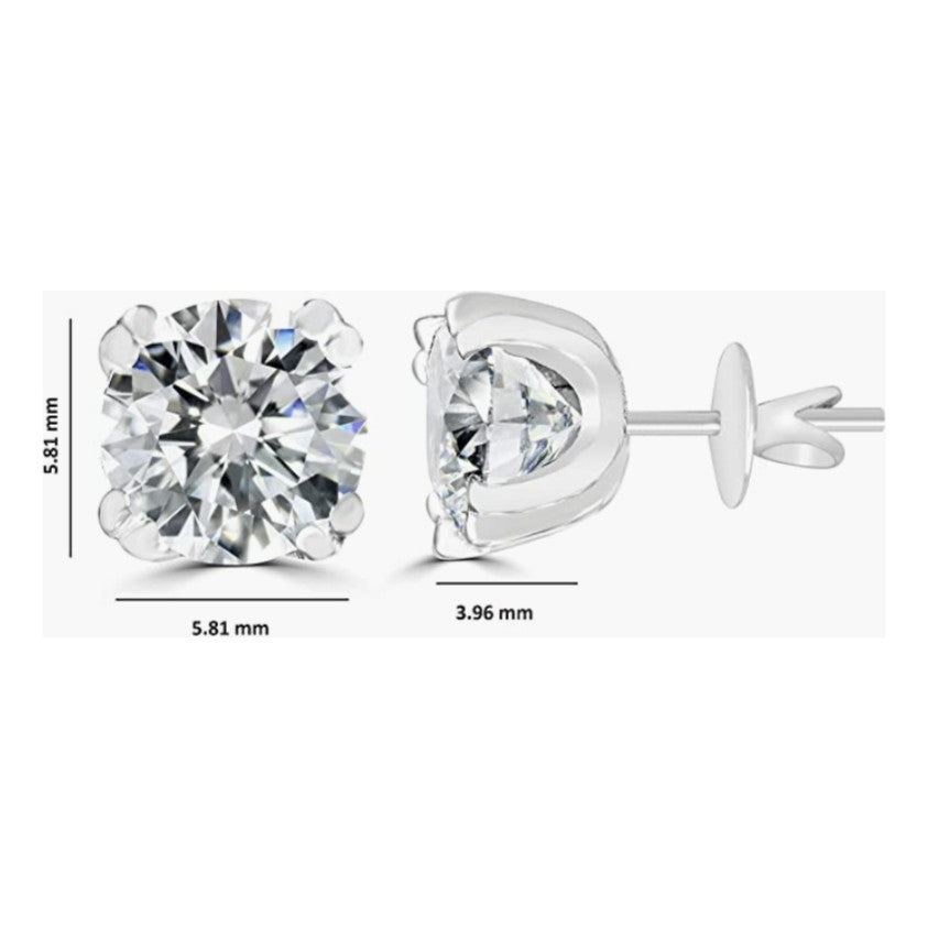Brilliant Round-Cut 5mm 0.78 Carat Moissanite 925 Sterling Silver Earrings for Women
