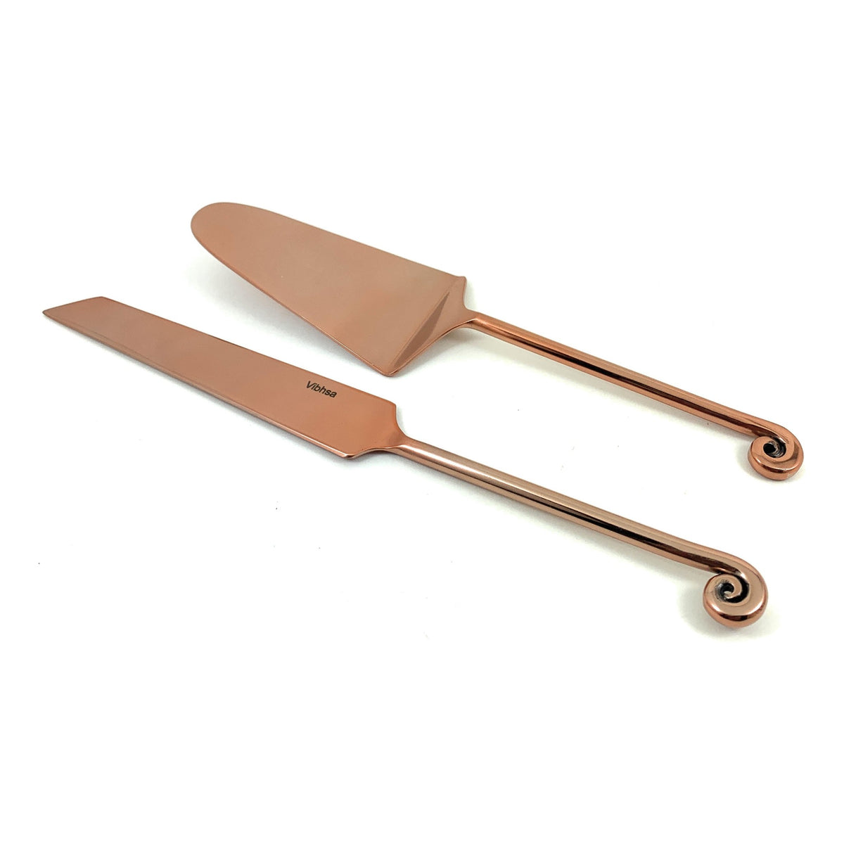 Vibhsa Designer Cake Serving Set | Treble Note Handle, Copper Finish, Stainless Steel