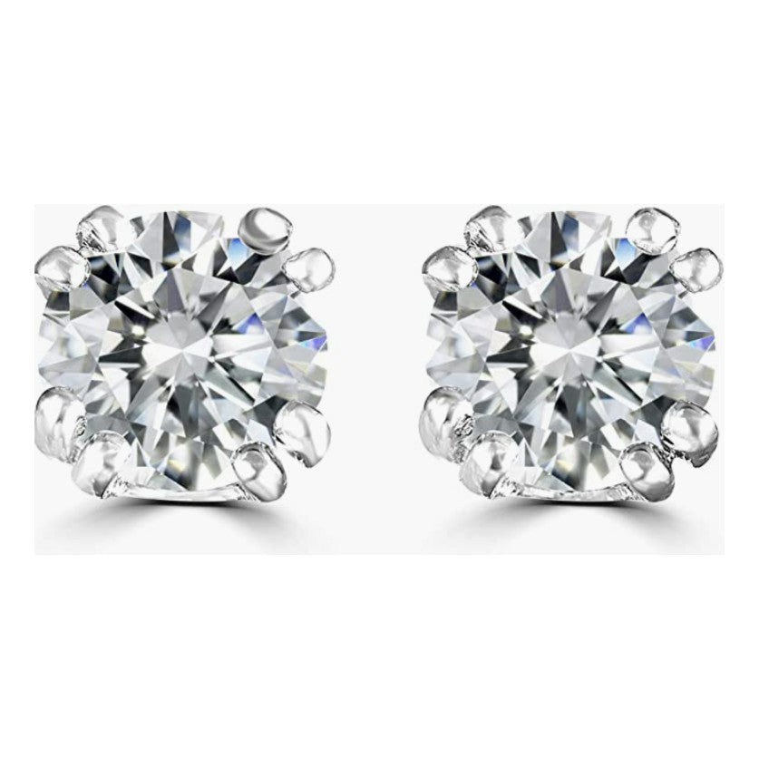 Classic 5mm 0.81 CT Moissanite Sterling Silver Earrings