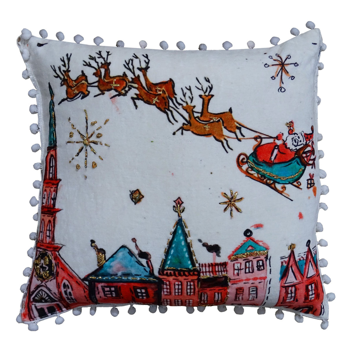 Santa Decorative Holiday Pillow 18"X18"