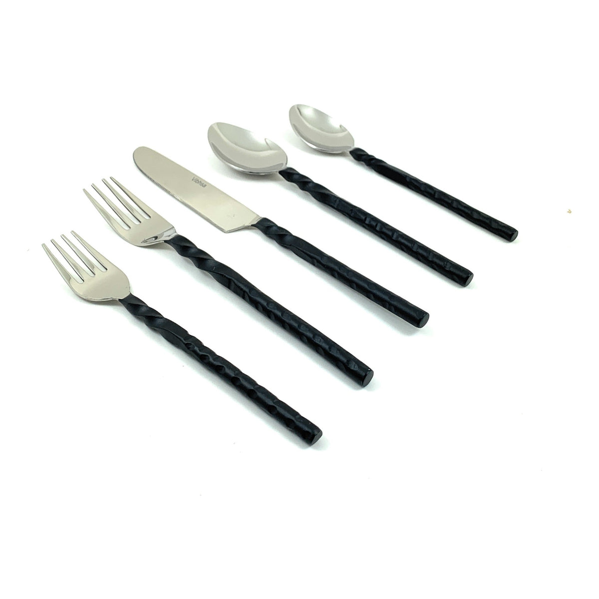 Vibhsa Stainless Steel Flatware set of 20 Pieces Black Swirl Handle