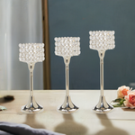 Vibhsa Crystal Aluminium Candle Holder Set of 3