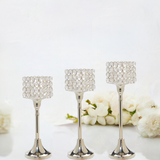 Vibhsa Crystal Aluminium Candle Holder Set of 3