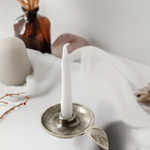 Vibhsa Taper Candlestick Holder Dish-Silver