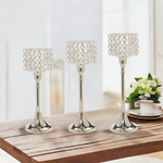 Vibhsa Crystal Aluminium Candle Holder Set of 3