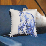 hand illustrated and embroidered animal theme pillow