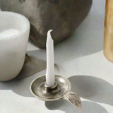 Vibhsa Taper Candlestick Holder Dish-Silver