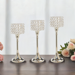 Vibhsa Crystal Aluminium Candle Holder Set of 3