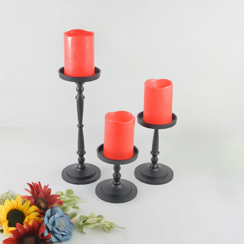 black matte candle holder set of 3 for table decor