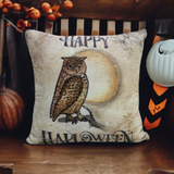 Owl embroidered decorative throw pillow