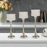 Vibhsa Crystal Aluminium Candle Holder Set of 3