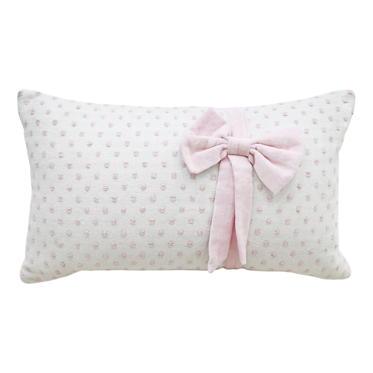 Vibhsa Handwoven Decorative Pillow with Bows and Frills, 14" x 24"
