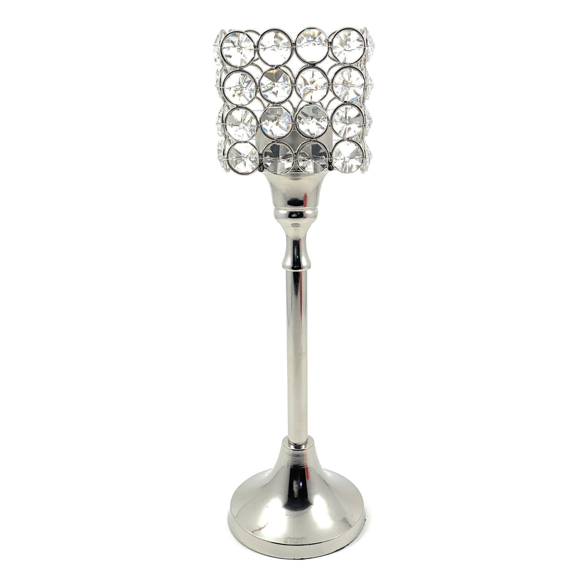 Vibhsa Hurricane Crystal Candle Holder | Square, 10", Tealight Centerpiece