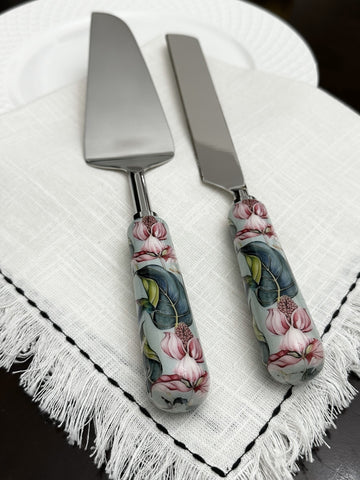cake server and knife for occasions like birthday and anniversaries