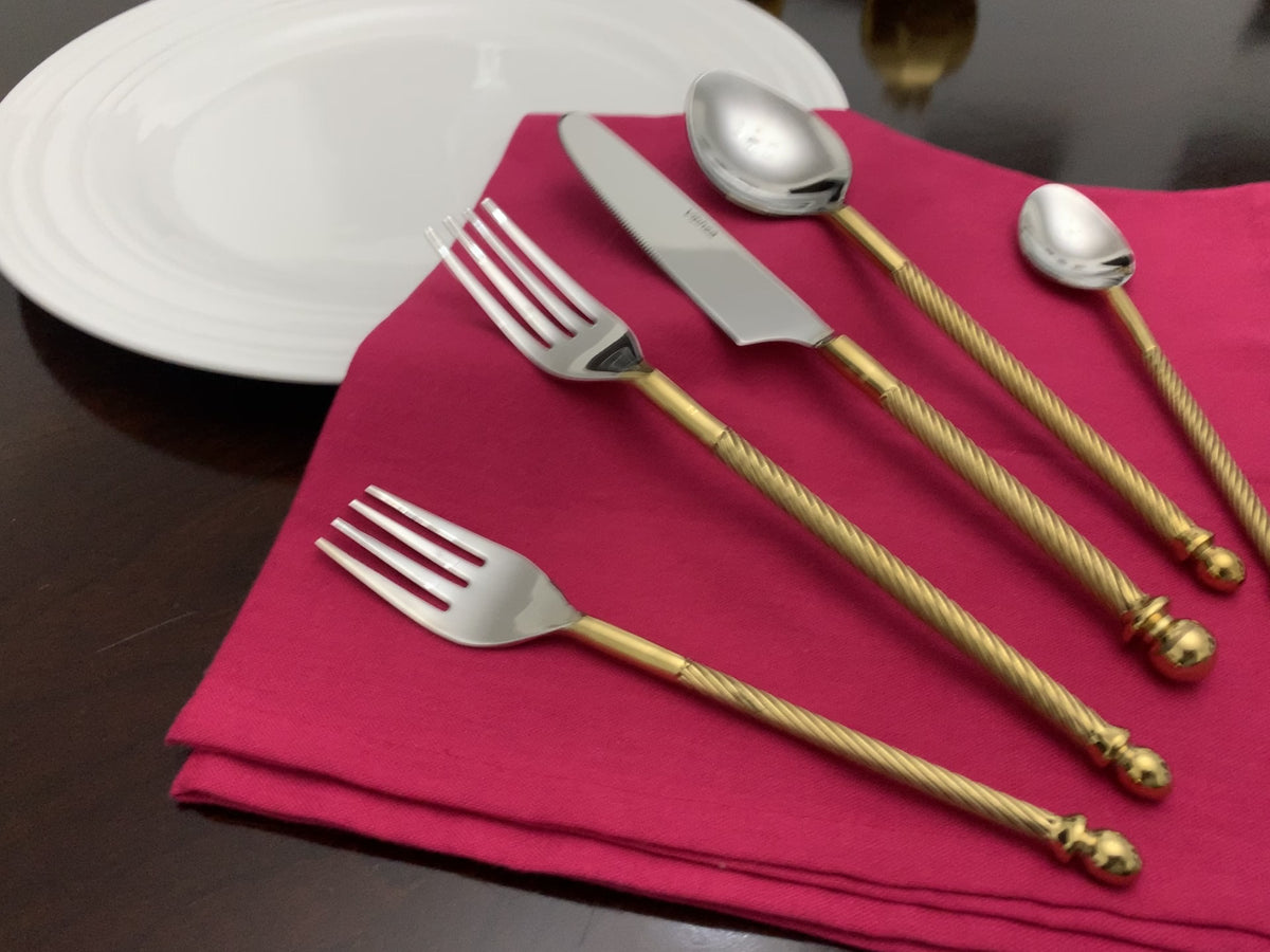 Vibhsa Stainless Steel Flatware set of 20 Pieces Gold