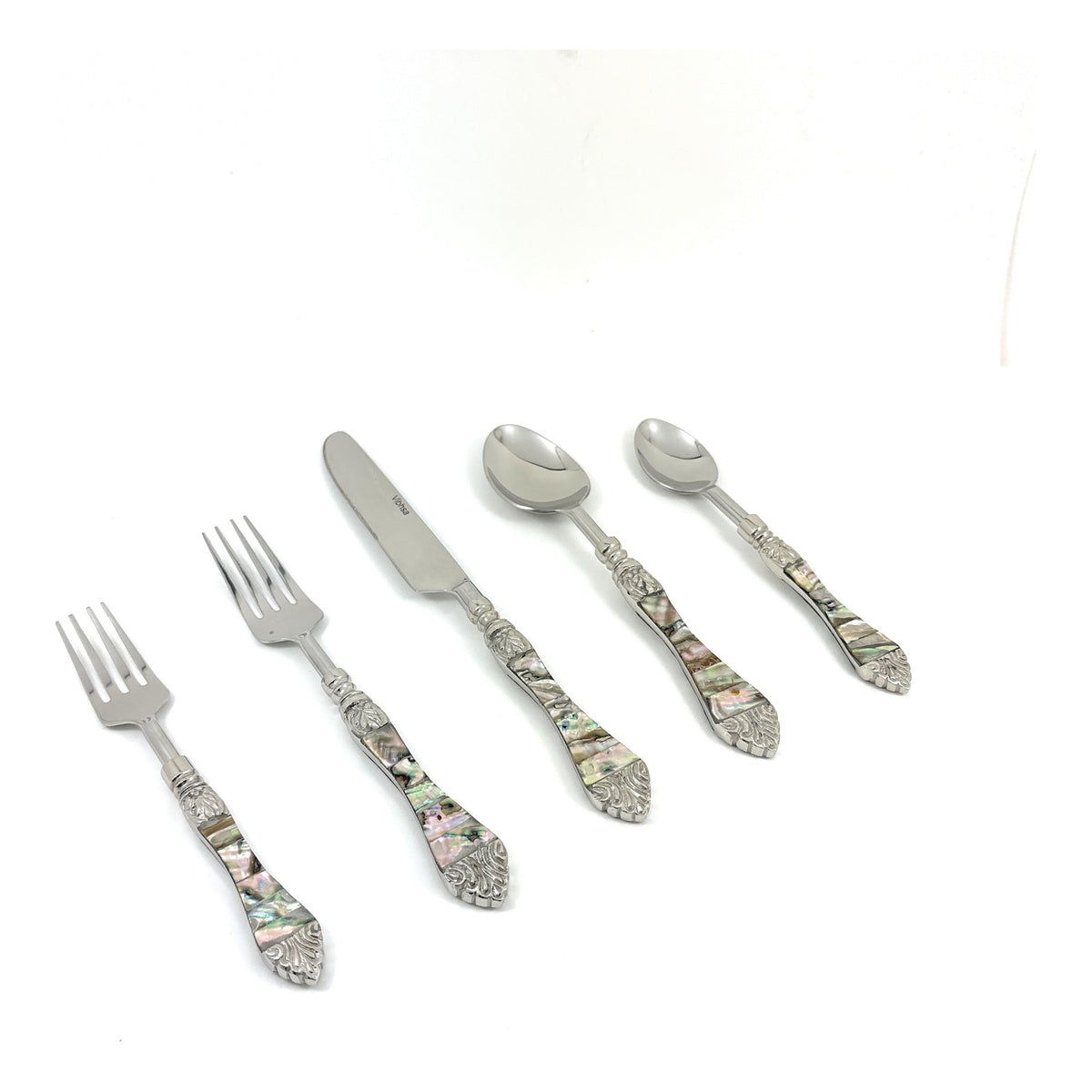 Vibhsa Stainless Steel Flatware set of 20 with Seawork Handle