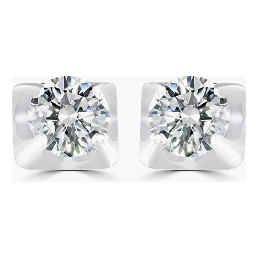Sterling Silver Earrings 5mm 0.79 Carat Moissanite for Women