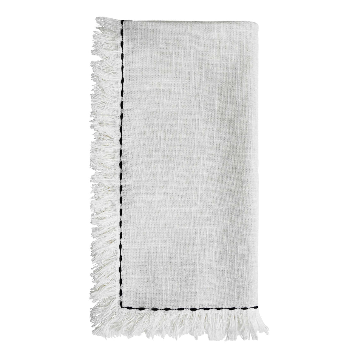 Vibhsa Cotton Table Napkins | Set of 4, Black Embroidery, 20"x20"