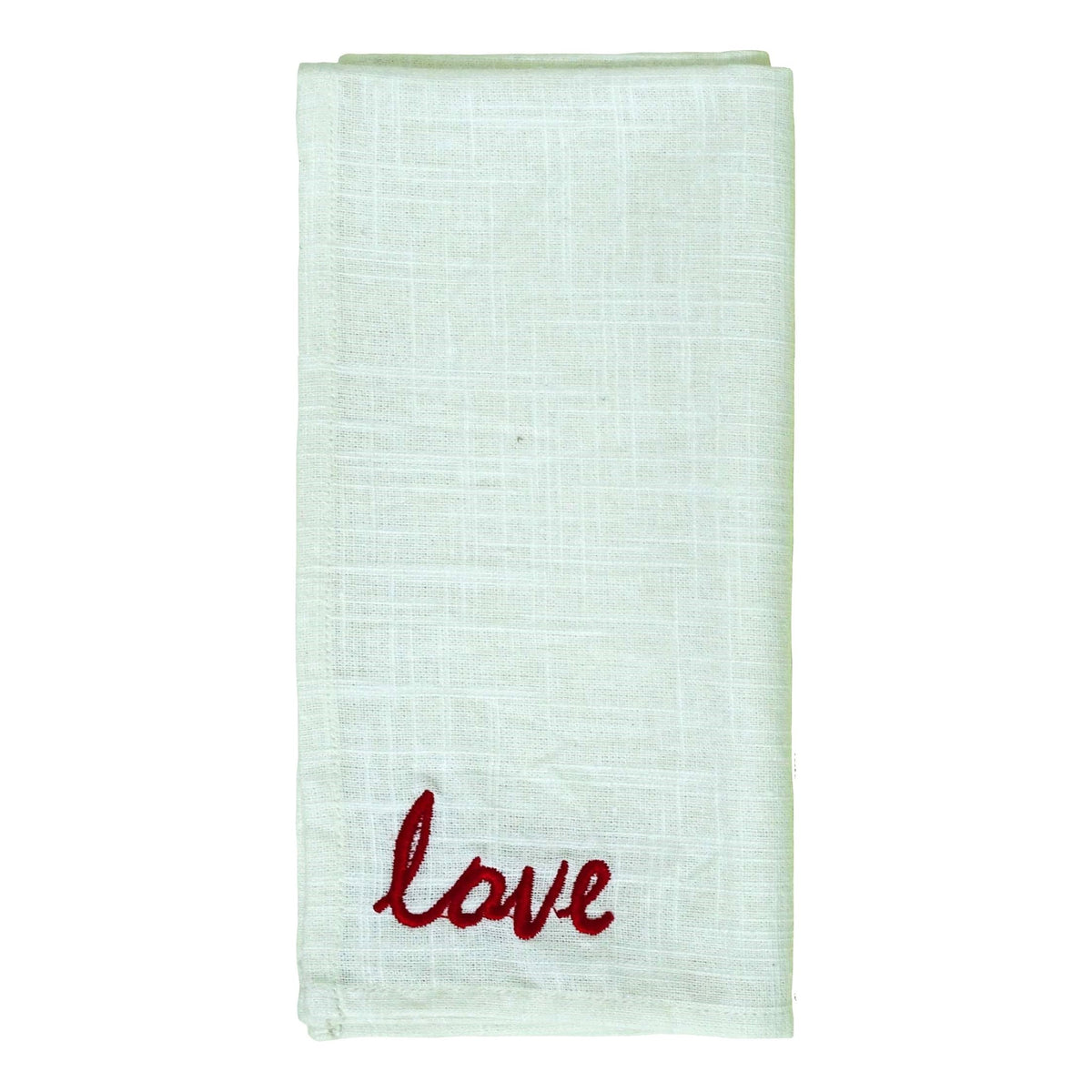 Vibhsa Cotton Table Napkins | Set of 4, Red Embroidery, 20"x20"