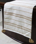 Elegant Beige off-white Embroidered Cotton Table Runner - 16"x90"