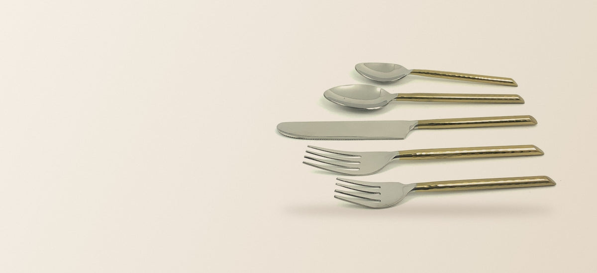 Vibhsa gold hammered flatware set