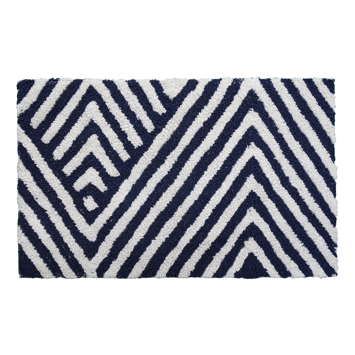 Vibhsa Chevron Pattern Bath Rug | 20"x32" Charcoal & Ivory 100% Cotton