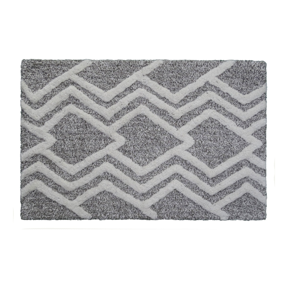 Vibhsa Bath Rug Geometric Pattern in Grey & Ivory